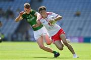 28 August 2021; Gavin Potter of Tyrone in action against Killian Smyth of Meath during the Electric Ireland GAA Football All-Ireland Minor Championship Final match between Meath and Tyrone at Croke Park in Dublin. Photo by Brendan Moran/Sportsfile