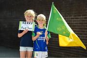 28 August 2021; Kerry supporters Ava Flaherty, aged 10, and her brother Óran Flaherty, aged 8, from Churchill GAA Club, Kerry, ahead of the GAA Football All-Ireland Senior Championship semi-final match between Kerry and Tyrone at Croke Park in Dublin. Photo by Daire Brennan/Sportsfile