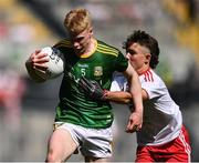 28 August 2021; Tomas Corbett of Meath in action against Noah Grimes of Tyrone during the Electric Ireland GAA Football All-Ireland Minor Championship Final match between Meath and Tyrone at Croke Park in Dublin. Photo by Piaras Ó Mídheach/Sportsfile