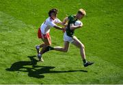 28 August 2021; Tomas Corbett of Meath in action against Noah Grimes of Tyrone during the Electric Ireland GAA Football All-Ireland Minor Championship Final match between Meath and Tyrone at Croke Park in Dublin. Photo by Daire Brennan/Sportsfile