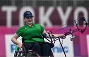 29 August 2021; Kerrie Leonard of Ireland after winning her Women's W2 Individual Compound Open 1/16 Elimination round match against Jyoti Baliyan of India at the Yumenoshima Park Archery Field on day five during the Tokyo 2020 Paralympic Games in Tokyo, Japan. Photo by Sam Barnes/Sportsfile