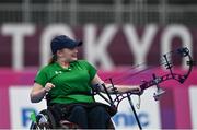 29 August 2021; Kerrie Leonard of Ireland after winning her Women's W2 Individual Compound Open 1/16 Elimination round match against Jyoti Baliyan of India at the Yumenoshima Park Archery Field on day five during the Tokyo 2020 Paralympic Games in Tokyo, Japan. Photo by Sam Barnes/Sportsfile