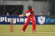 29 August 2021; Tadiwanashe Marumani of Zimbabwe during match two of the Dafanews T20 series between Ireland and Zimbabwe at Clontarf Cricket Club in Dublin. Photo by Seb Daly/Sportsfile