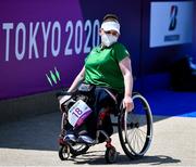 30 August 2021; Kerrie Leonard of Ireland leaves the field of play after competing in the W2 Compound Women's Open 1/8 Elimination Round against Stepanida Artakhinova of Russian Paralympic Committee at the Yumenoshima Park Archery Field on day six during the Tokyo 2020 Paralympic Games in Tokyo, Japan. Photo by Sam Barnes/Sportsfile