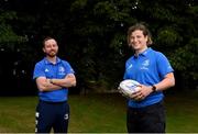 30 August 2021; Head coach Phil De Barra and Jenny Murphy during a Leinster Rugby Women’s Press Conference at Leinster HQ in Belfield, Dublin. Photo by Harry Murphy/Sportsfile