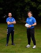 30 August 2021; Head coach Phil De Barra and Jenny Murphy during a Leinster Rugby Women’s Press Conference at Leinster HQ in Belfield, Dublin. Photo by Harry Murphy/Sportsfile