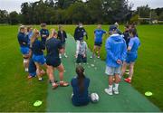 30 August 2021; Head coach Phil De Barra speaks to his players during a Leinster Rugby Womens Training Session at Kings Hospital in Lucan, Dublin. Photo by Harry Murphy/Sportsfile