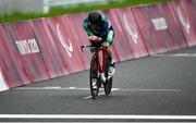31 August 2021; Ronan Grimes of Ireland crosses the line to finish the Men's C4 Time Trial at the Fuji International Speedway on day seven during the Tokyo 2020 Paralympic Games in Shizuoka, Japan. Photo by David Fitzgerald/Sportsfile