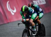 31 August 2021; Eve McCrystal, pilot, and Katie George Dunlevy, stoker, both of Ireland, competing in the Women's B Time Trial at the Fuji International Speedway on day seven during the Tokyo 2020 Paralympic Games in Shizuoka, Japan. Photo by David Fitzgerald/Sportsfile