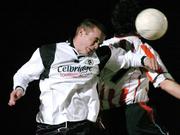 10 March 2004; Shane Harte, Kildare County, in action against Peter Hutton, Derry City. Pre-Season friendly, Kildare County v Derry City, Station Road, Kildare. Picture credit; David Maher / SPORTSFILE *EDI*