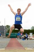 21 July 2013; Eoin O'Carroll, Tralee Harriers, Co. Kerry, competing in the Boy's Under 19 Long Jump. Woodie’s DIY National Juvenile Track and Field Championships,  Tullamore Harriers Stadium, Tullamore, Co. Offaly. Photo by Sportsfile