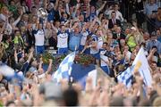 21 July 2013; Monaghan captain Owen Lennon lifts the cup. Ulster GAA Football Senior Championship Final, Donegal v Monaghan, St Tiernach's Park, Clones, Co. Monaghan. Picture credit: Brian Lawless / SPORTSFILE