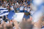 21 July 2013; Monaghan captain Owen Lennon, left, and team-mate Conor McManus celebrate with the cup. Ulster GAA Football Senior Championship Final, Donegal v Monaghan, St Tiernach's Park, Clones, Co. Monaghan. Picture credit: Brian Lawless / SPORTSFILE