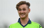 2 September 2021; Man of the match Mark Adair of Ireland after match four of the Dafanews T20 series between Ireland and Zimbabwe at Bready Cricket Club in Magheramason, Tyrone. Photo by Harry Murphy/Sportsfile