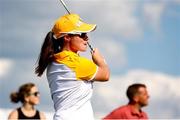 5 September 2021; Leona Maguire of Team Europe plays her tee shot on the 14th green during the afternoon fourballs match with Mel Reid against Lizette Salas and Jennifer Kupcho of Team USA on day two of the Solheim Cup at the Inverness Club in Toledo, Ohio, USA. Photo by Brian Spurlock/Sportsfile