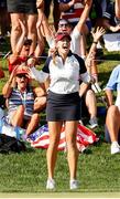 5 September 2021; Jennifer Kupcho of Team USA reacts to chipping the ball in on the 17th green for a birdie to win the hole during the afternoon fourballs on day two of the Solheim Cup at the Inverness Club in Toledo, Ohio, USA. Photo by Brian Spurlock/Sportsfile