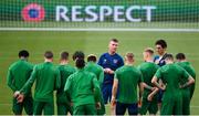 6 September 2021; Manager Stephen Kenny speaks to his players during a Republic of Ireland training session at Aviva Stadium in Dublin. Photo by Stephen McCarthy/Sportsfile