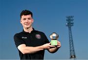 8 September 2021; SSE Airtricity / SWI Player of the Month for August, Ali Coote of Bohemians, with his award at Dalymount Park in Dublin. Photo by Harry Murphy/Sportsfile