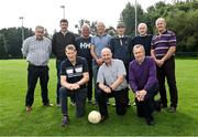 8 September 2021; Kerry attendees, back row, from left, Willie Maher, Noel O’Mahony, Mikey Connor, Tomás Ó Flatharta, Mícheál Ó Muircheartaigh, Pat McCarthy and Jack O'Shea and front row; from left, Dermot Hanafin, Timmy Brosnan and Jackie Walsh at UCD during the reunion of club and intercounty GAA players trained by Mícheál Ó Muircheartaigh as part of a training group of Dublin based players in the 1970, '80's and '90's at UCD in Belfield, Dublin. Photo by Piaras Ó Mídheach/Sportsfile
