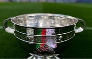 10 September 2021; The Mayo and Tyrone colours are reflected in the name of Sam Maguire Cup ahead of the GAA Football All-Ireland Senior Championship Final between Mayo and Tyrone at Croke Park in Dublin. Photo by Brendan Moran/Sportsfile