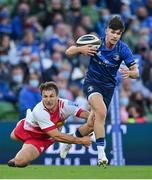 10 September 2021; Chris Cosgrave of Leinster is tackled by Andre Esterhuizen of Harlequins during the Bank of Ireland Pre-Season Friendly match between Leinster and Harlequins at Aviva Stadium in Dublin. Photo by Brendan Moran/Sportsfile