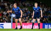 10 September 2021; Niall Comerford, left, and Jamie Osborne of Leinster during the Bank of Ireland Pre-Season Friendly match between Leinster and Harlequins at Aviva Stadium in Dublin. Photo by Brendan Moran/Sportsfile