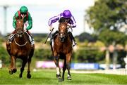 11 September 2021; St Mark's Basilica, right, with Ryan Moore up, on their way to winning the Irish Champion Stakes from second place Tarnawa, with Colin Keane up, during day one of the Longines Irish Champions Weekend at Leopardstown Racecourse in Dublin. Photo by Matt Browne/Sportsfile