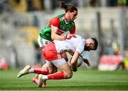 11 September 2021; Ronan McNamee of Tyrone in action against Pádraig O'Hora of Mayo during the GAA Football All-Ireland Senior Championship Final match between Mayo and Tyrone at Croke Park in Dublin. Photo by David Fitzgerald/Sportsfile