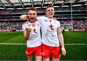 11 September 2021; Niall Kelly, left, and Peter Harte of Tyrone celebrate after winning the GAA Football All-Ireland Senior Championship Final match between Mayo and Tyrone at Croke Park in Dublin. Photo by David Fitzgerald/Sportsfile