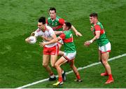 11 September 2021; Paul Donaghy of Tyrone in action against Stephen Coen, left, and Enda Hession of Mayo during the GAA Football All-Ireland Senior Championship Final match between Mayo and Tyrone at Croke Park in Dublin. Photo by Daire Brennan/Sportsfile