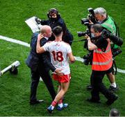 11 September 2021; Former Tyrone captain Peter Canavan celebrates with his son Darragh Canavan after the GAA Football All-Ireland Senior Championship Final match between Mayo and Tyrone at Croke Park in Dublin. Photo by Daire Brennan/Sportsfile