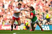 11 September 2021; Darren McCurry of Tyrone in action against Pádraig O'Hora of Mayo during the GAA Football All-Ireland Senior Championship Final match between Mayo and Tyrone at Croke Park in Dublin. Photo by Seb Daly/Sportsfile