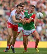11 September 2021; Paul Donaghy of Tyrone in action against Enda Hession of Mayo during the GAA Football All-Ireland Senior Championship Final match between Mayo and Tyrone at Croke Park in Dublin. Photo by Brendan Moran/Sportsfile