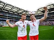 11 September 2021; Peter Harte, left, and Conor Meyler of Tyrone celebrate after the GAA Football All-Ireland Senior Championship Final match between Mayo and Tyrone at Croke Park in Dublin. Photo by David Fitzgerald/Sportsfile