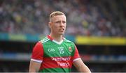 11 September 2021; Ryan O'Donoghue of Mayo during the pre-match parade before the GAA Football All-Ireland Senior Championship Final match between Mayo and Tyrone at Croke Park in Dublin. Photo by Stephen McCarthy/Sportsfile