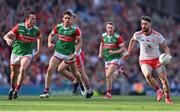 11 September 2021; Matthew Donnelly of Tyrone in action against Stephen Coen, 6, and Lee Keegan, 3, of Mayo during the GAA Football All-Ireland Senior Championship Final match between Mayo and Tyrone at Croke Park in Dublin. Photo by Piaras Ó Mídheach/Sportsfile
