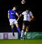 17 September 2021; Karl O’Sullivan of Finn Harps in action against Will Patching of Dundalk during the extra.ie FAI Cup Quarter-Final match between Finn Harps and Dundalk at Finn Park in Ballybofey, Donegal. Photo by Ramsey Cardy/Sportsfile