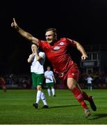 24 September 2021; Georgie Poynton of Shelbourne celebrates after scoring his side's first goal during the SSE Airtricity League First Division match between Cabinteely and Shelbourne at Stradbrook in Blackrock, Dublin. Photo by David Fitzgerald/Sportsfile
