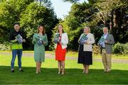 29 September 2021; Mary O'Connor, centre, CEO of the Federation of Irish Sport, with, from left, Ciaran Gallagher, CEO of Gymnastics Ireland, Sinead McNulty, CEO of the Camogie Association, Michelle Carpenter, CEO of Rowing Ireland, and Graham Russell, Head of Sports Unit at Louth County Council, during the launch of the Federation of Irish Sport's 'Sport Matters Campaign' to highlight their 2022 Pre-Budget Submission at Sport Ireland Campus in Dublin. Photo by Matt Browne/Sportsfile