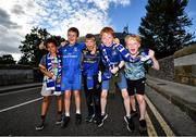 25 September 2021; Leinster supporters, from left, Patrick Simpson, age 8, Reuben Duffy, age 10, Ryan McFadden, age 10, James Harper, age 10 and Nick Porter-Hogan, age 10 from Sandycove, Dublin prior to the United Rugby Championship match between Leinster and Vodacom Bulls at Aviva Stadium in Dublin. Photo by David Fitzgerald/Sportsfile