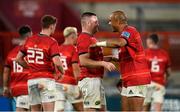 25 September 2021; Simon Zebo, right, and Dave Kilcoyne of Munster after their side's victory over Cell C Sharks in their United Rugby Championship match at Thomond Park in Limerick. Photo by Seb Daly/Sportsfile