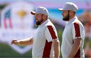 25 September 2021; Shane Lowry, left, and Tyrrell Hatton of Team Europe during their Saturday afternoon fourballs match against Tony Finau and Harris English of Team USA at the Ryder Cup 2021 Matches at Whistling Straits in Kohler, Wisconsin, USA. Photo by Tom Russo/Sportsfile