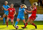 2 October 2021; Saoirse Noonan of Shelbourne in action against Niamh Barnes of DLR Waves during the SSE Airtricity Women's National League match between Shelbourne and DLR Waves at Tolka Park in Dublin. Photo by Eóin Noonan/Sportsfile