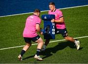 5 October 2021; Scott Penny, right, and Tadhg Furlong during a Leinster Rugby squad training session at Energia Park in Dublin. Photo by Harry Murphy/Sportsfile