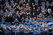 7 October 2021; St Vincent's College Castleknock supporters after the Bank of Ireland Leinster Schools Junior Cup Round 2 match between CBC Monkstown Park and St Vincent's College Castleknock at Energia Park in Dublin. Photo by Harry Murphy/Sportsfile