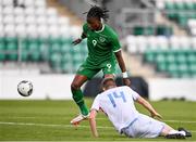 8 October 2021; Joshua Ogunfaolu-Kayode of Republic of Ireland in action against Franz Sinner of Luxembourg during the UEFA European U21 Championship Qualifier match between Republic of Ireland and Luxembourg at Tallaght Stadium in Dublin.  Photo by Sam Barnes/Sportsfile