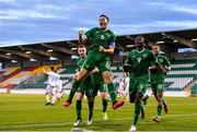 8 October 2021; Conor Coventry of Republic of Ireland celebrates after scoring his side's second goal, a penalty, during the UEFA European U21 Championship Qualifier match between Republic of Ireland and Luxembourg at Tallaght Stadium in Dublin.  Photo by Sam Barnes/Sportsfile