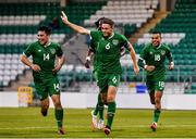 8 October 2021; Conor Coventry of Republic of Ireland, centre, celebrates after scoring his side's second goal, a penalty, during the UEFA European U21 Championship Qualifier match between Republic of Ireland and Luxembourg at Tallaght Stadium in Dublin.  Photo by Sam Barnes/Sportsfile