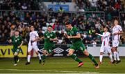 8 October 2021; Conor Coventry of Republic of Ireland celebrates after scoring his side's second goal from a penalty during the UEFA European U21 Championship Qualifier match between Republic of Ireland and Luxembourg at Tallaght Stadium in Dublin.  Photo by Eóin Noonan/Sportsfile