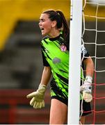 9 October 2021; Shelbourne goalkeeper Amanda Budden during the EVOKE.ie FAI Women's Cup Semi-Final match between Shelbourne and Galway WFC at Tolka Park in Dublin. Photo by Eóin Noonan/Sportsfile